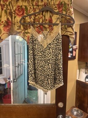 Love Stitch Cream and Black Leopard Lace Trim Cami